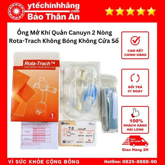 Ống Mở Khí Quản Canuyn 2 Nòng Rota-Trach Không Bóng Không Cửa Sổ 26 Khớp đầu nối được thiết kế có thể xoay tự do theo mọi góc giúp thuận tiện trong việc sử dụng
