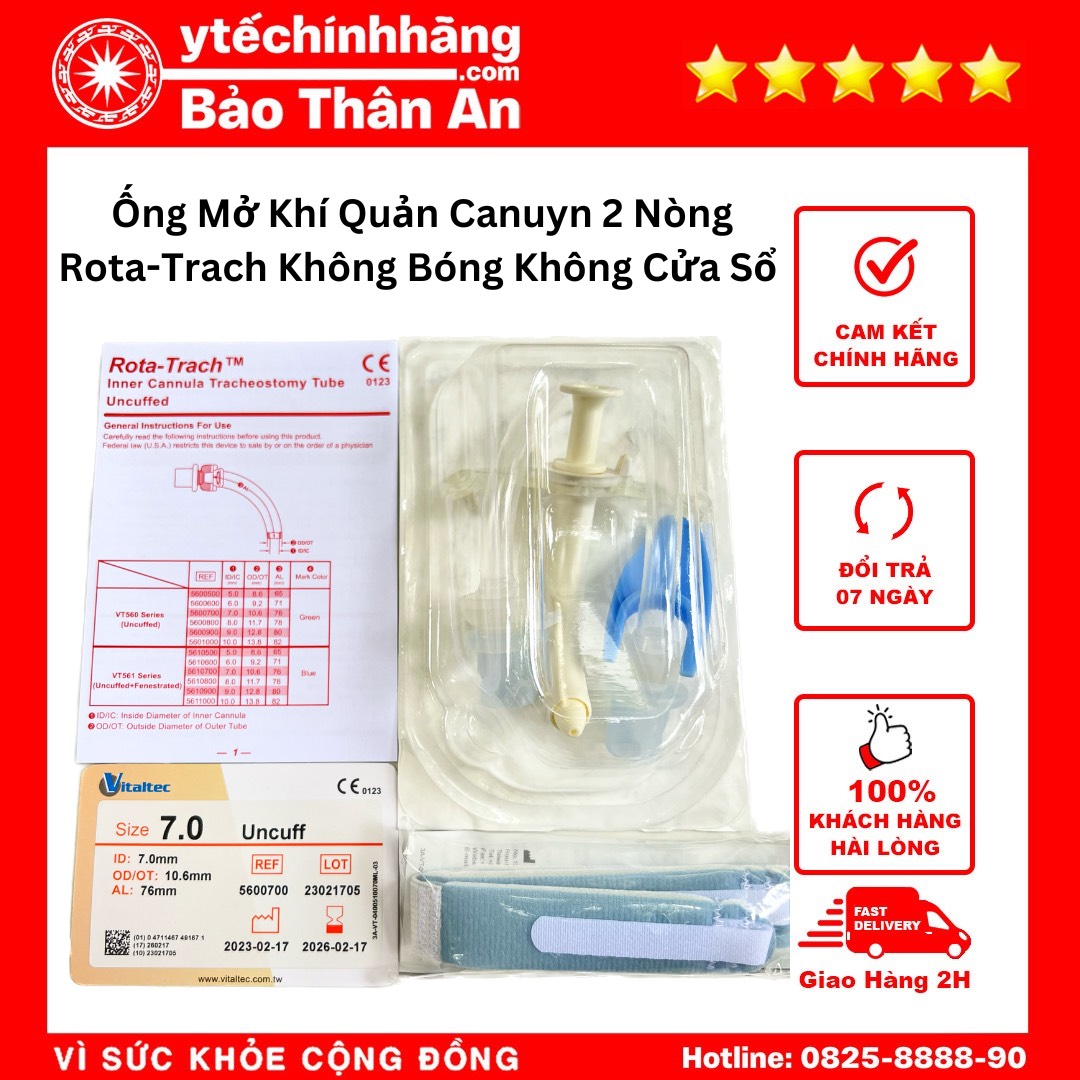 Ống Mở Khí Quản Canuyn 2 Nòng Rota-Trach Không Bóng Không Cửa Sổ 4 Ong Mo Khi Quan Canuyn 2 Nong Rota Trach Khong Bong Khong Cua So 4