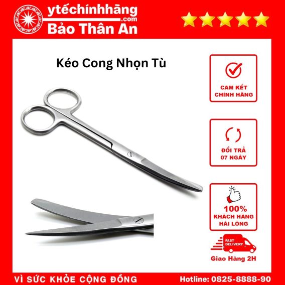Kéo Cong 1 đầu nhọn và 1 đầu tù được làm bằng thép không gỉ,