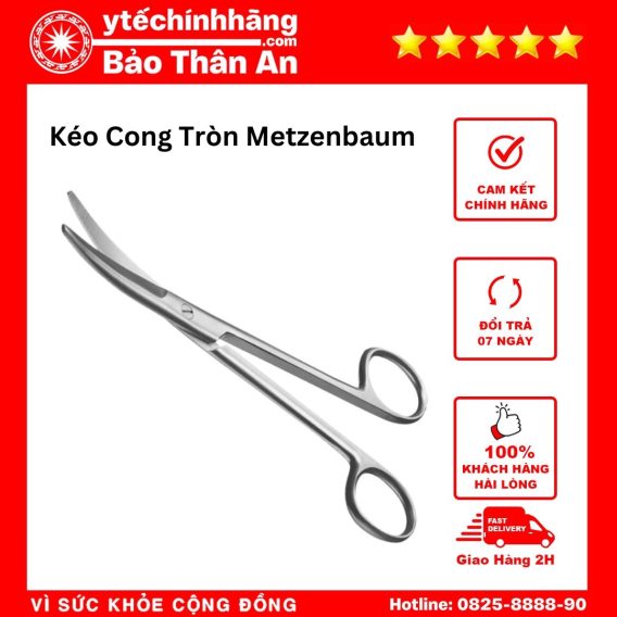Kéo Cong Tròn Metzenbaum thiết kế thân thon đầu thẳng có 2 đầu tròn gọi tắt là Kéo Cong Tròn Metzenbaum