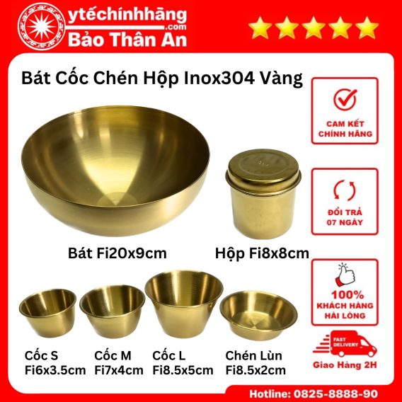 Bát Cốc Chén Hộp Khay Inox Vàng 45 Dụng cụ Bát Cốc Chén Hộp Inox Vàng