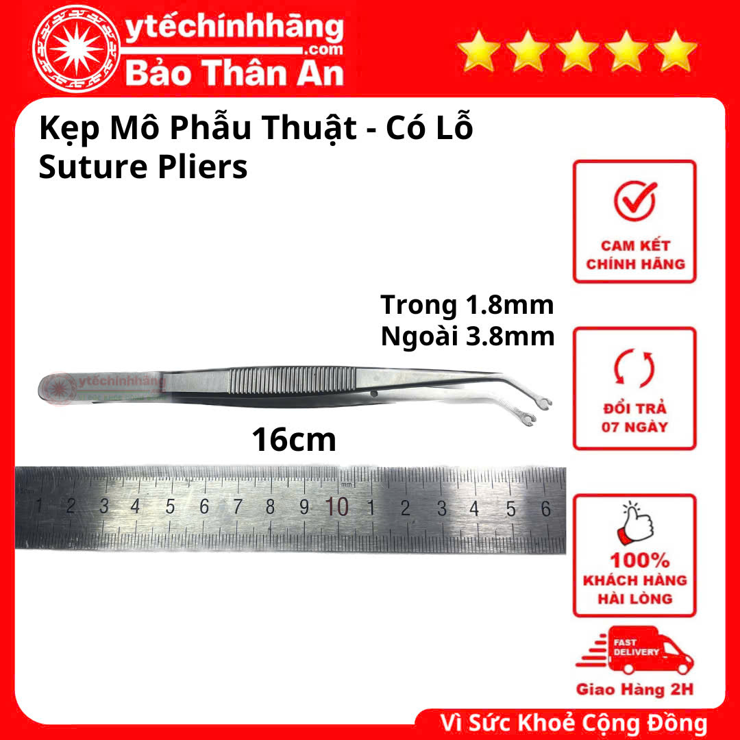 Kẹp mô phẫu thuật có lỗ mở suture pliers 1 Kep mo phau thuat co lo mo suture pliers 1