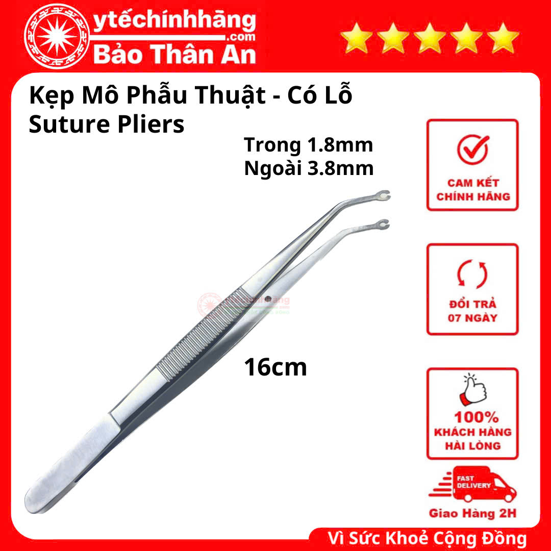 Kẹp mô phẫu thuật có lỗ mở suture pliers 2 Kep mo phau thuat co lo mo suture pliers 2