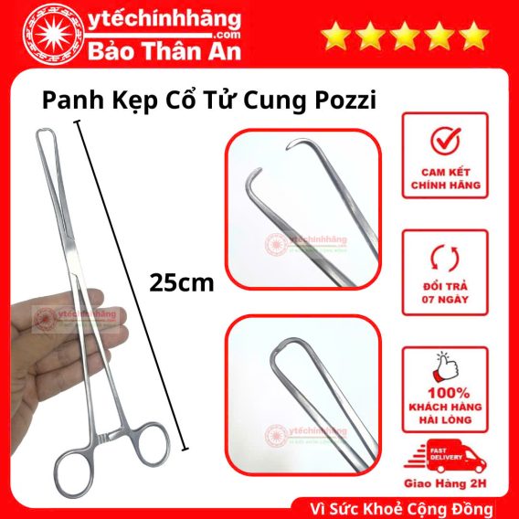 Panh Kẹp Cổ Tử Cung Pozzi Panh Pozzi (Pen Pozzi) được làm bằng thép không gỉ, là dụng cụ y tế sử dụng để kẹp cổ tử cung.