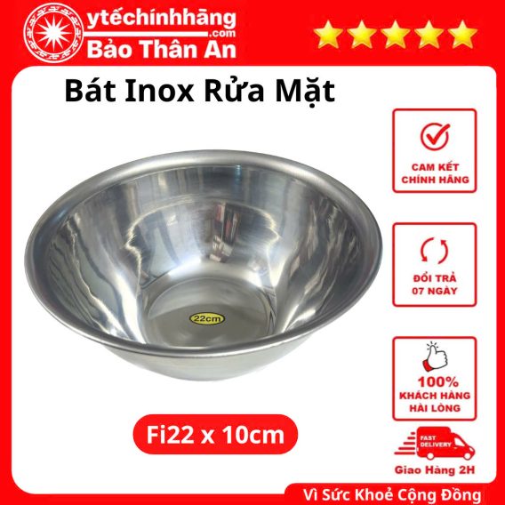 Cốc Chén Bát Inox 32 Bát Inox Rửa Mặt Fi22x10cm