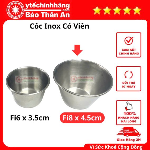 Cốc Chén Bát Inox 27 3. Cốc Inox Có Viền; Fi8cm x 4.5cm