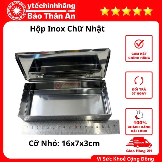 Hop Inox Chu Nhat Nho 16x7x3cm