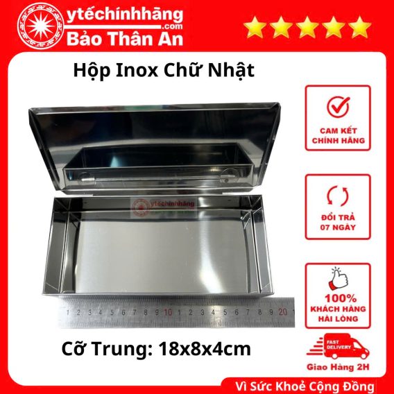 Hop Inox Chu Nhat Trung 18x8x4cm