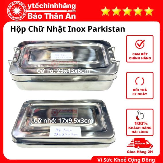 Bát Cốc Giá Hộp Khay Inox 33 Hộp Inox Parkistan Chữ Nhật