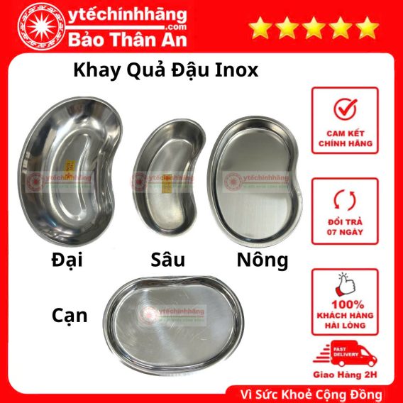 Bát Cốc Giá Hộp Khay Inox 28 Khay Quả Đậu Inox là dụng cụ y tế có hình dáng giống quả đậu (hạt đậu)