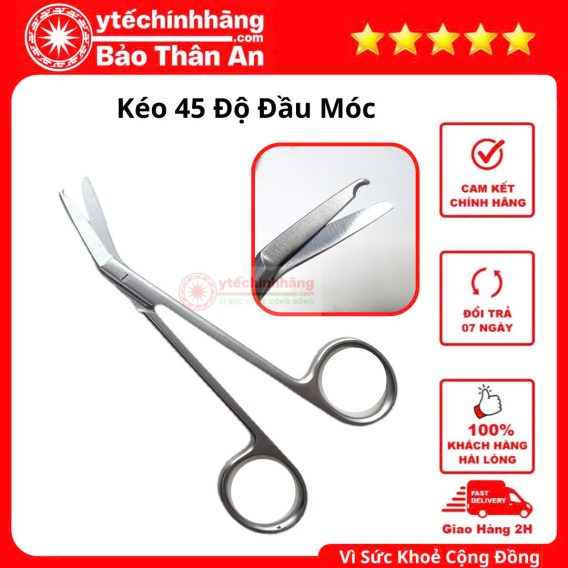 Kéo Cắt Chỉ Đầu Móc 12 dụng cụ sơ cứu y tế được sử dụng phổ biến dùng cắt chỉ khâu vết thương và các thủ thuật khác.