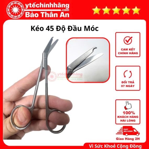 Kéo Cắt Chỉ Đầu Móc 10 Kéo 45 Độ Đầu Móc là dụng cụ Kéo Cắt Chỉ Y Tế Đầu Móc Nghiêng 45 độ.
