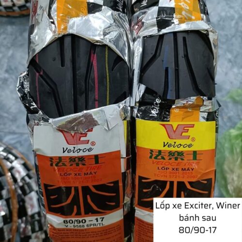 Lốp xe Winner, Exciter sau 80/90-17 không săm Veloce - Đài Loan