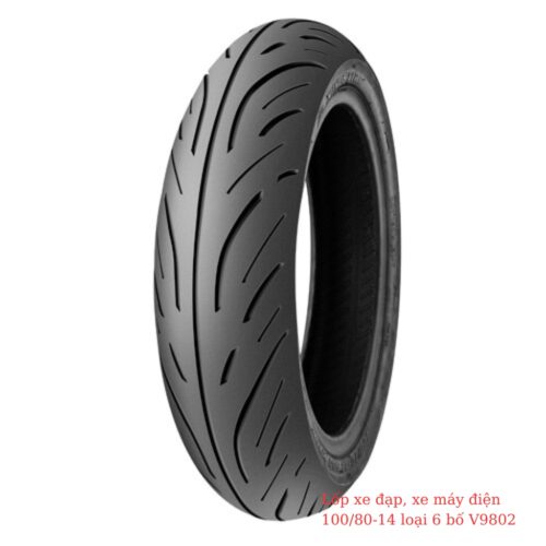 Lốp xe máy tay ga, xe máy điện 100/80-14 V9802 6PR/TL loại 6 bố
