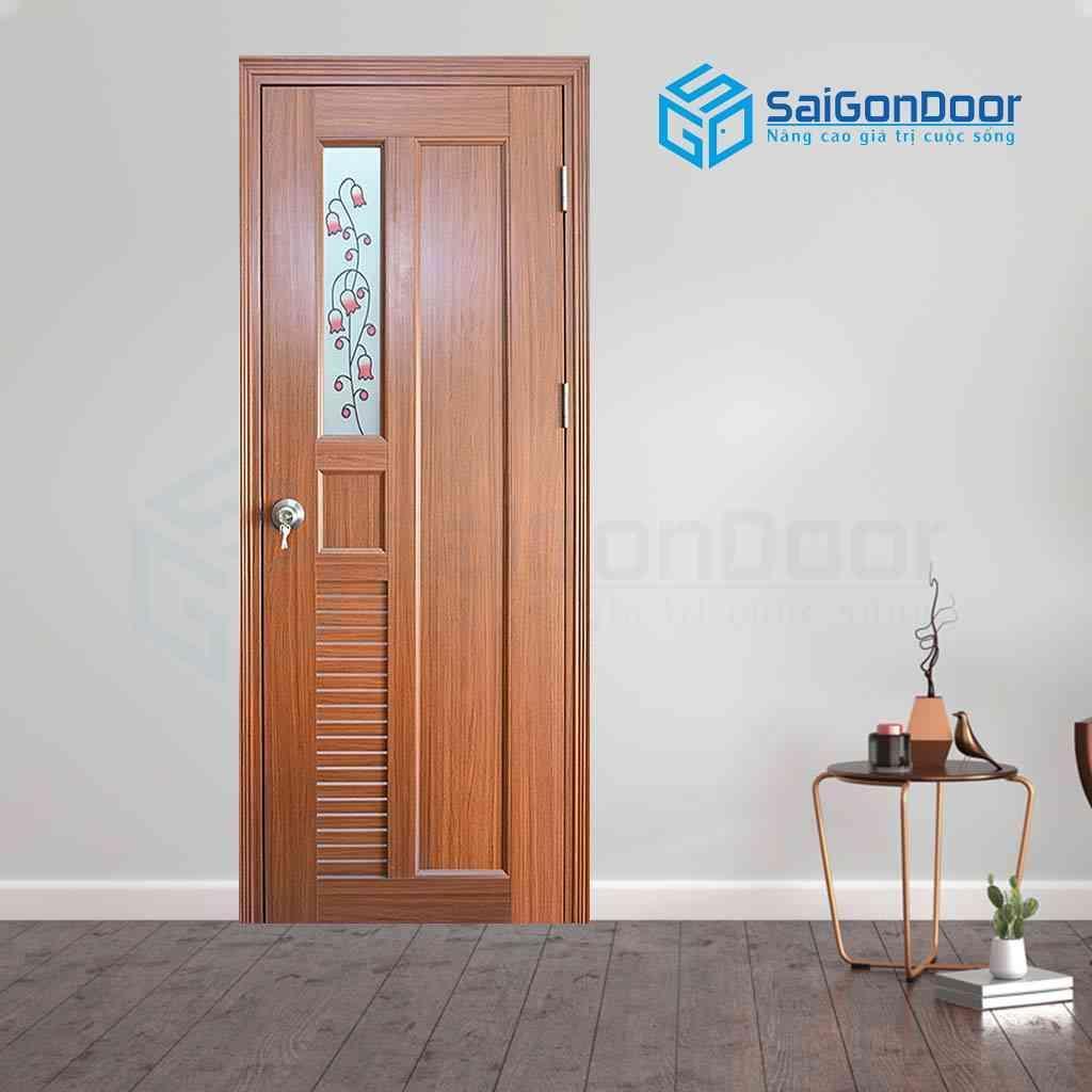 Cửa phòng ngủ được làm từ nhựa giả gỗ giúp tiết kiệm chi phí