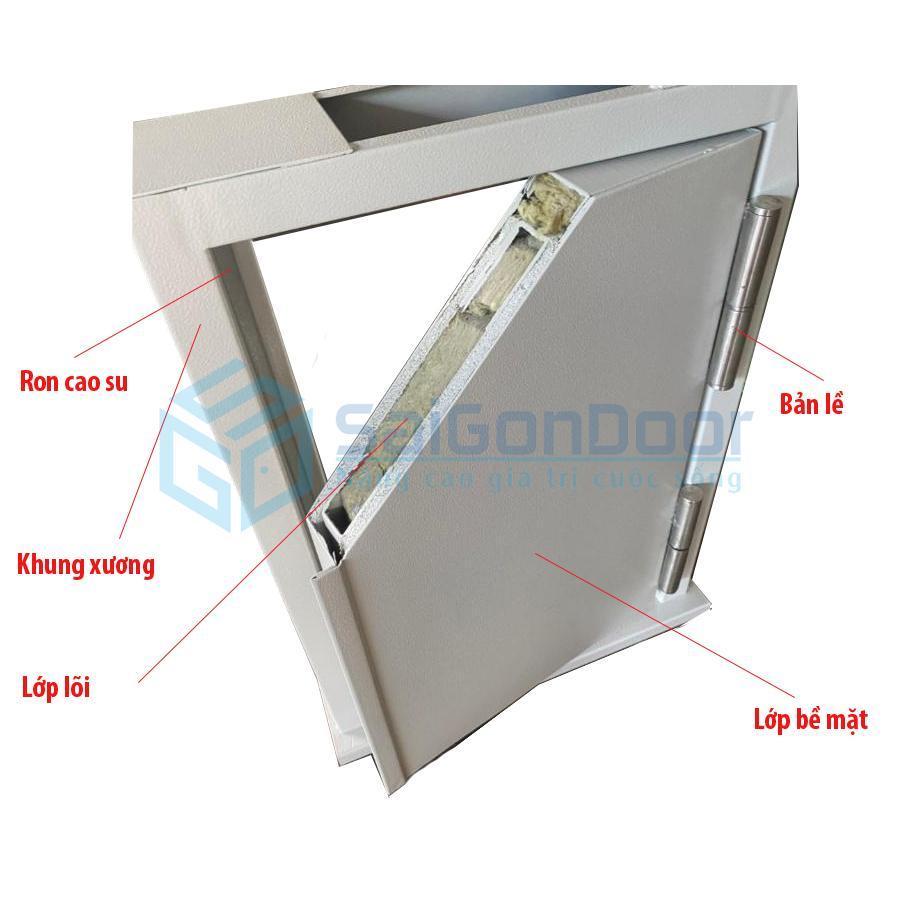 Cắt lớp cấu tạo cửa thép chống cháy dùng lớp Eron chống cháy