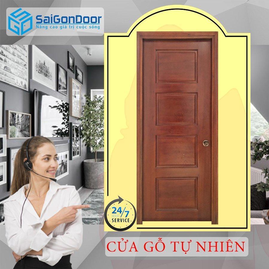 Cửa gỗ tự nhiên phòng ngủ đẹp
