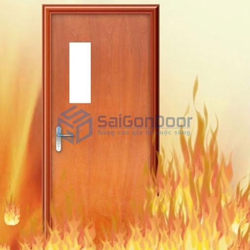 Cửa gỗ chống cháy sử dụng tay gạt fix kính Cửa gỗ chống cháy sử dụng tay gạt fix kính