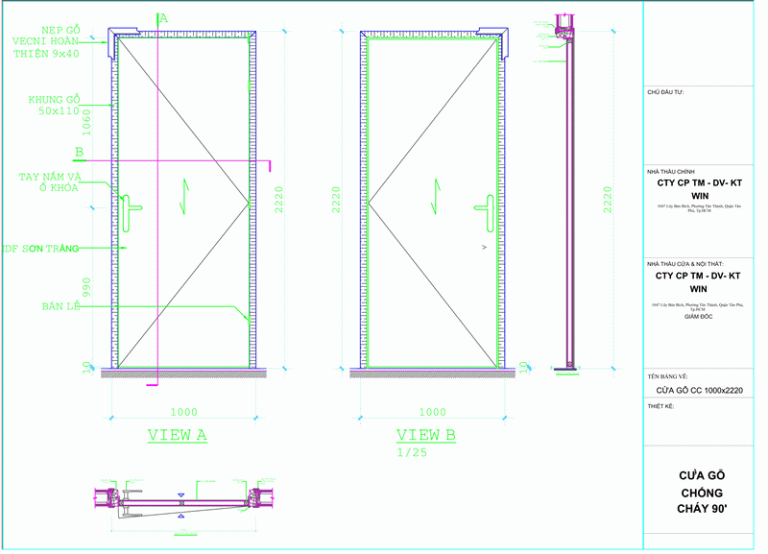 BẢN VẼ CỬA GỖ CHỐNG CHÁY 14 bản vẽ cửa gỗ chống cháy