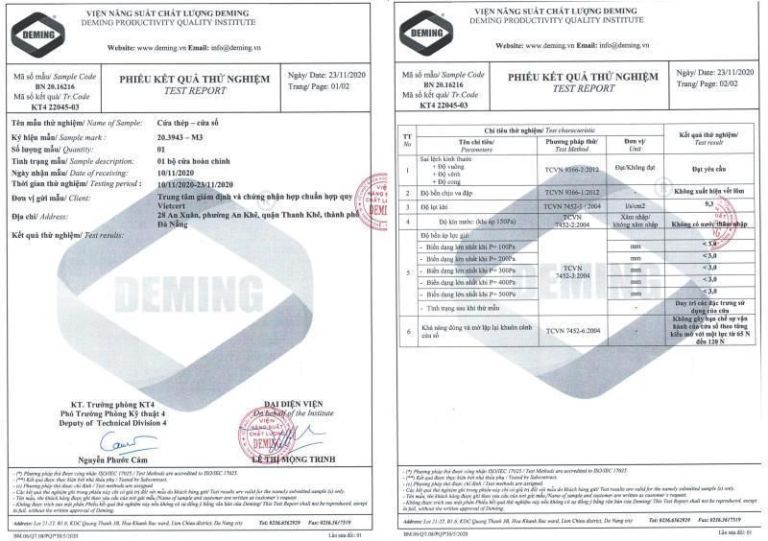 CHỨNG NHẬN HỢP CHUẨN HỢP QUY CỬA GỖ, CỬA NHỰA, CỬA THÉP VÀ CỬA NHÔM 10 Ket qua thu nghiem cua thep P1 scaled