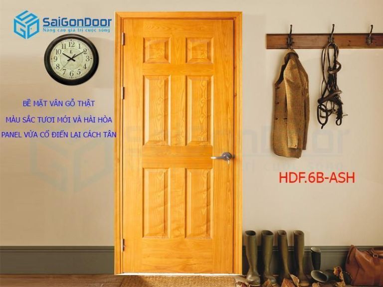 Những mẫu cửa phòng ngủ đẹp và bán chạy đầu năm 2023 27 Mẫu cửa HDF Veneer với thiết kế panel lạ mắt