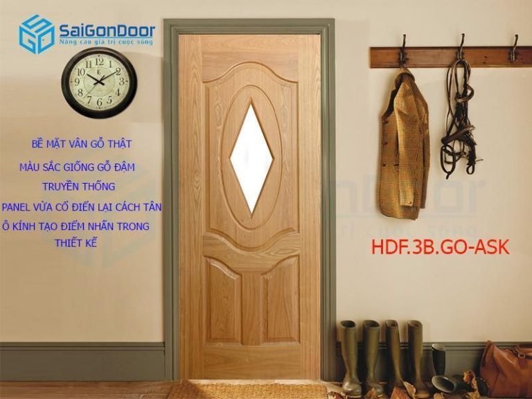 Những mẫu cửa phòng ngủ đẹp và bán chạy đầu năm 2023 26 Mẫu cửa HDF Veneer với ô kính cách tân rất hiện đại