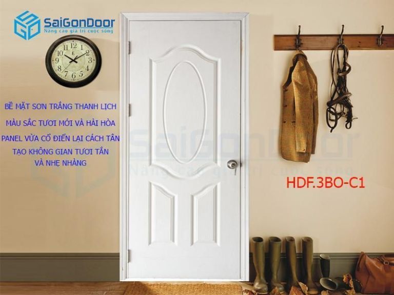 Những mẫu cửa phòng ngủ đẹp và bán chạy đầu năm 2023 23 Cửa gỗ công nghiệp HDF màu sơn tại SaiGonDoor