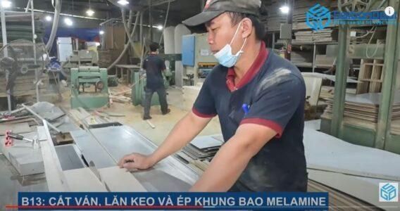 Cắt ván, lăn keo và ép khung bao MELAMINE Cắt ván, lăn keo và ép khung bao MELAMINE