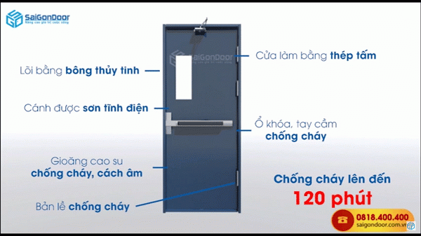 Cửa thép chống cháy saigondoor lên đến 120 phút Cửa thép chống cháy saigondoor lên đến 120 phút