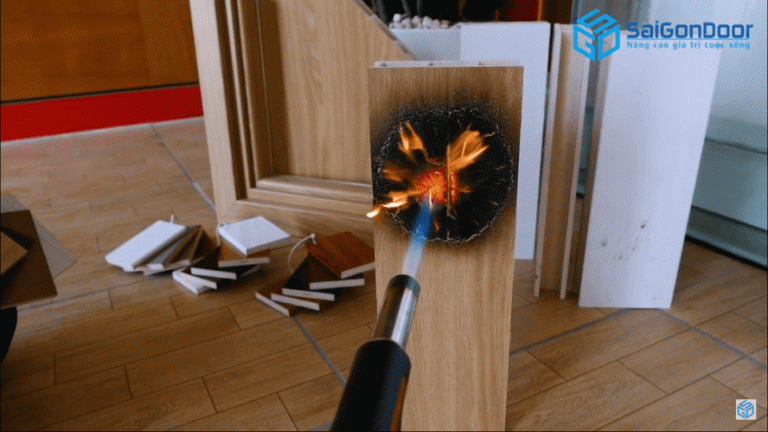 TEST CHẬM BẮT LỬA CHÁY, ĐỘ CỨNG TRÊN SẢN PHẨM CỬA NHỰA GIẢ GỖ COMPOSITE 7 5 6