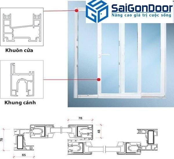 Bản vẽ thiết kế cửa đi nhựa giả gỗ 2 cánh mở lùa