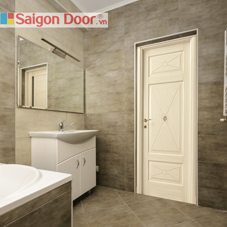 Cửa gỗ nhà vệ sinh với hoa văn đơn giản, sang trọng Cửa gỗ nhà vệ sinh với hoa văn đơn giản, sang trọng