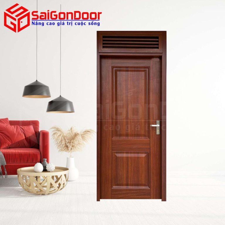 Mẫu cửa thép vân gỗ lá xách: Các ô thoáng có thể được thiết kế với nhiều kiểu dáng khác nhau, từ các thanh ngang đơn giản đến các hoa văn phức tạp, tạo điểm nhấn thẩm mỹ. Cửa thép vân gỗ