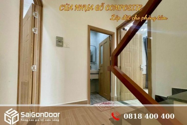 Công trình thực tế lắp đặt cửa nhựa gỗ composite cho nhà tắm Công trình thực tế lắp đặt cửa nhựa gỗ composite cho nhà tắm
