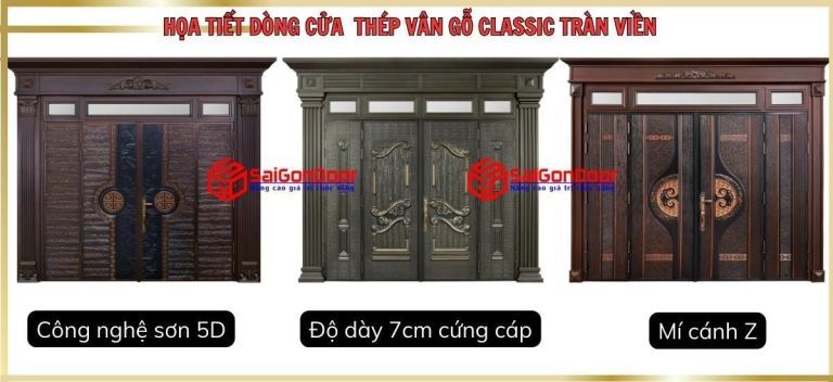 Cửa Classic thiết kế tràn viền (Ký hiệu: KAT) phan loai cua thep van go classic 5D saigondoor
