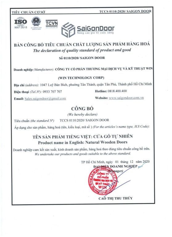CỬA GỖ TỰ NHIÊN SỰ PHA TRỘN GIỮA CỔ ĐIỂN XEN LẪN HIỆN ĐẠI 21 Giấy tiêu chuẩn hợp chuẩn cửa gỗ tự nhiên tại SaiGonDoor