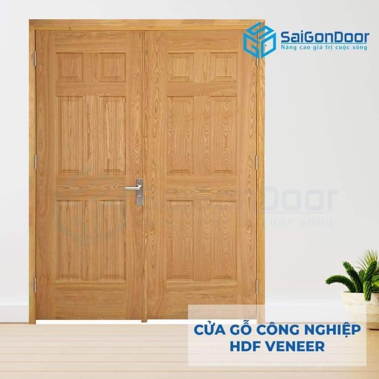 Cửa Gỗ Công Nghiệp HDF Veneer 12A soi 2 canh 5 Cửa gỗ công nghiệp HDF Veneer 12A soi 2 canh