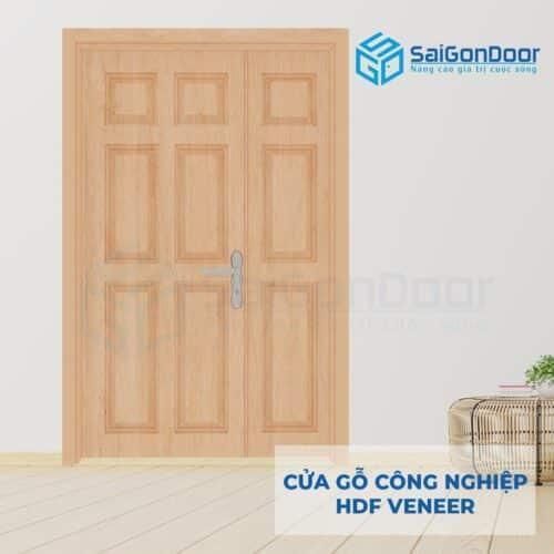 Cửa gỗ công nghiệp HDF Veneer 2 canh 9A Oak (1)