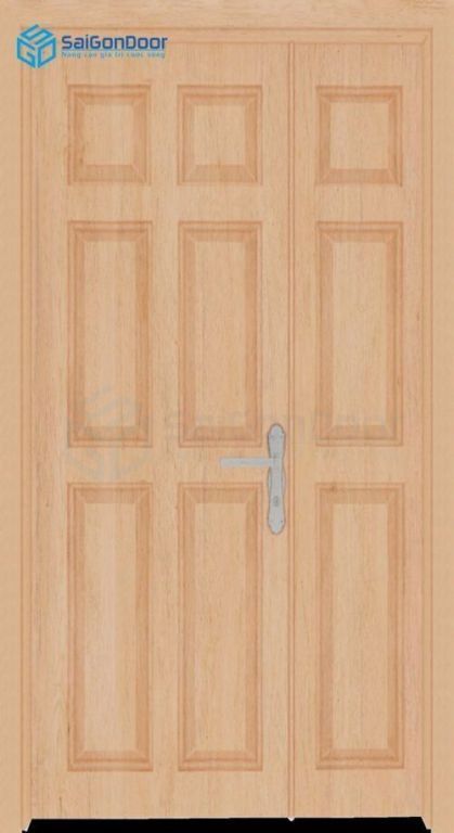 Cửa gỗ công nghiệp HDF Veneer 2 canh 9A Oak (1)