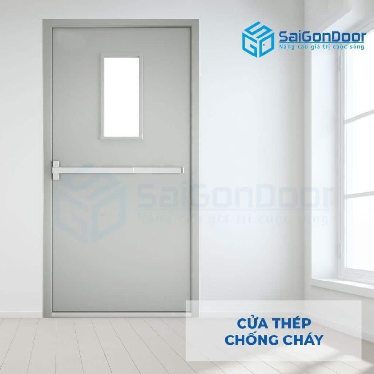 Cửa Thép Chống Cháy TCC Cua thep chong chay 1 canh o kinh thanh thoat hiem 6 Cửa thép chống cháy TCC Cua thep chong chay 1 canh o kinh thanh thoat hiem