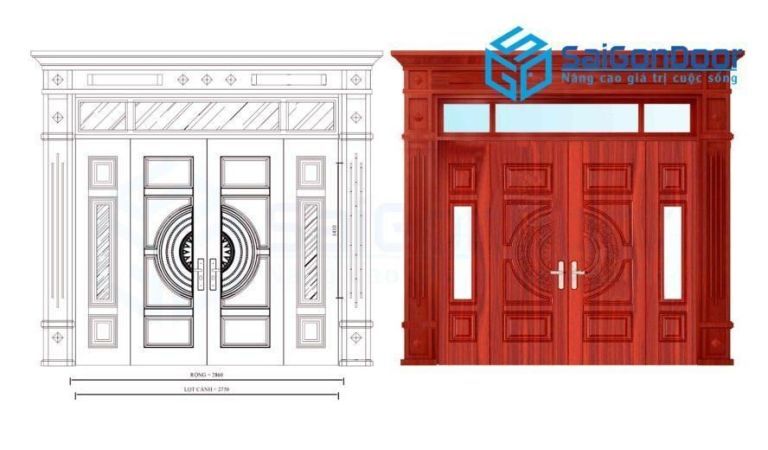 Cửa thép vân gỗ SGD GS4H15H8K 16 Cửa thép vân gỗ SGD GS4H15H8K