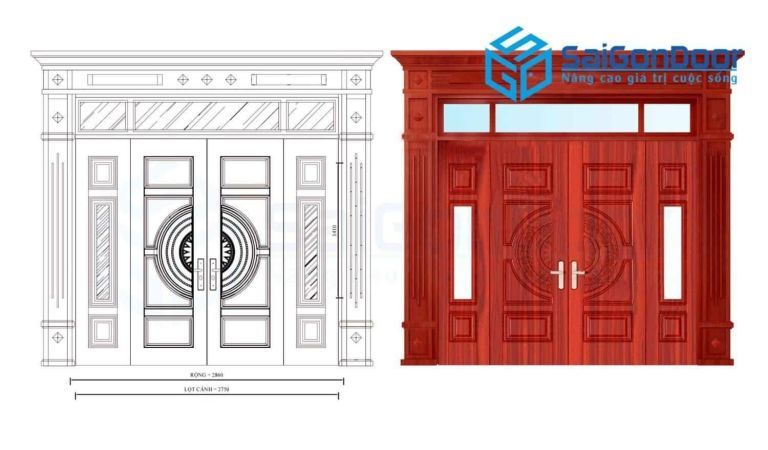 Cửa thép vân gỗ SGD GS4H15H8K 6 Cửa thép vân gỗ SGD GS4H15H8K