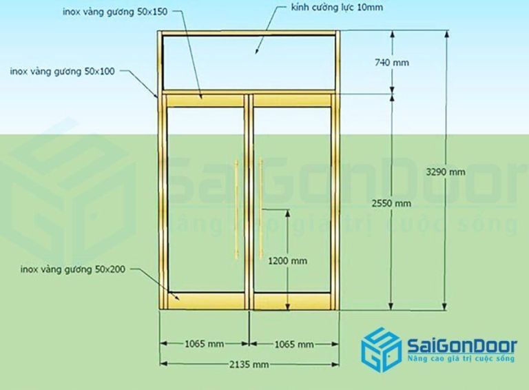CỬA KÍNH KHUNG INOX MẠ VÀNG ĐẲNG CẤP VƯỢT TRỘI 14 Cấu tạo cửa kính khung inox mạ vàng