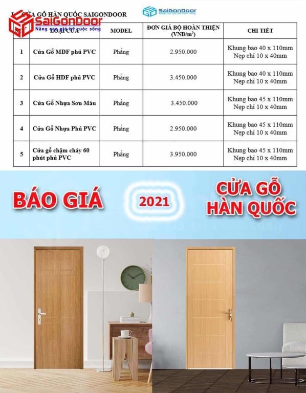CỬA GỖ HÀN QUỐC - BÁO GIÁ CỬA GỖ HÀN QUỐC 2023 28 Bảng báo giá cửa gỗ cao cấp Hàn Quốc mới nhất năm 2021