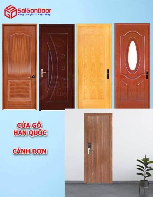 CỬA GỖ HÀN QUỐC - BÁO GIÁ CỬA GỖ HÀN QUỐC 2023 34 Mẫu cửa đơn phù hợp dùng làm cửa phòng ngủ, đi lại, nhà vệ sinh