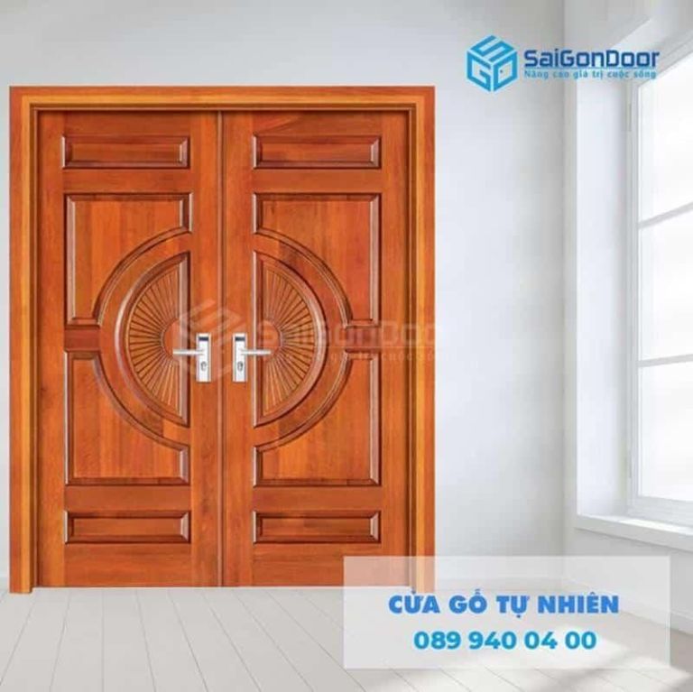 Mẫu cửa gỗ tự nhiên 2 cánh được ưa chuộng Mẫu cửa gỗ tự nhiên 2 cánh được ưa chuộng