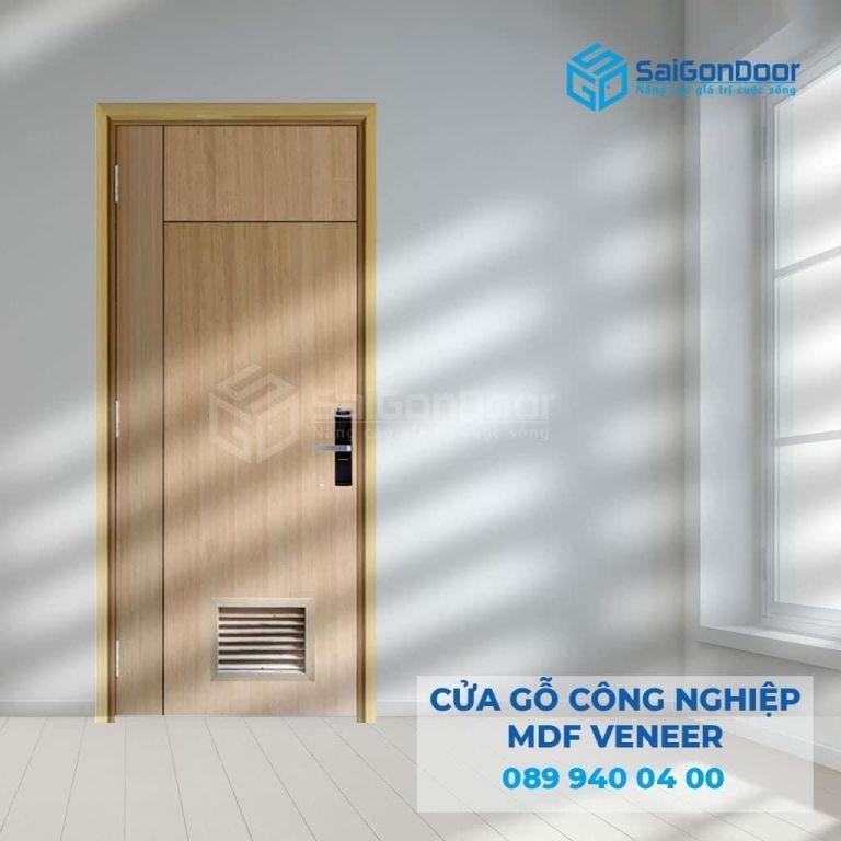 Cửa gỗ công nghiệp MDF Veneer kiểu dáng sang trọng
