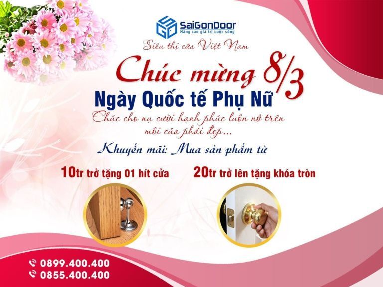 MỪNG NGÀY 8/3 HỆ THỐNG CỬA SAIGONDOOR TƯNG BỪNG KHUYẾN MÃI 2 BANNER SAIGONDOOR NGAY 8 3