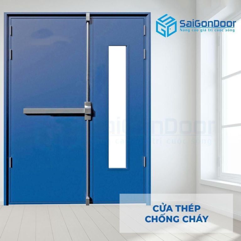 Mẫu cửa chống cháy 2PG1 xanh dương Mẫu cửa chống cháy 2PG1 xanh dương