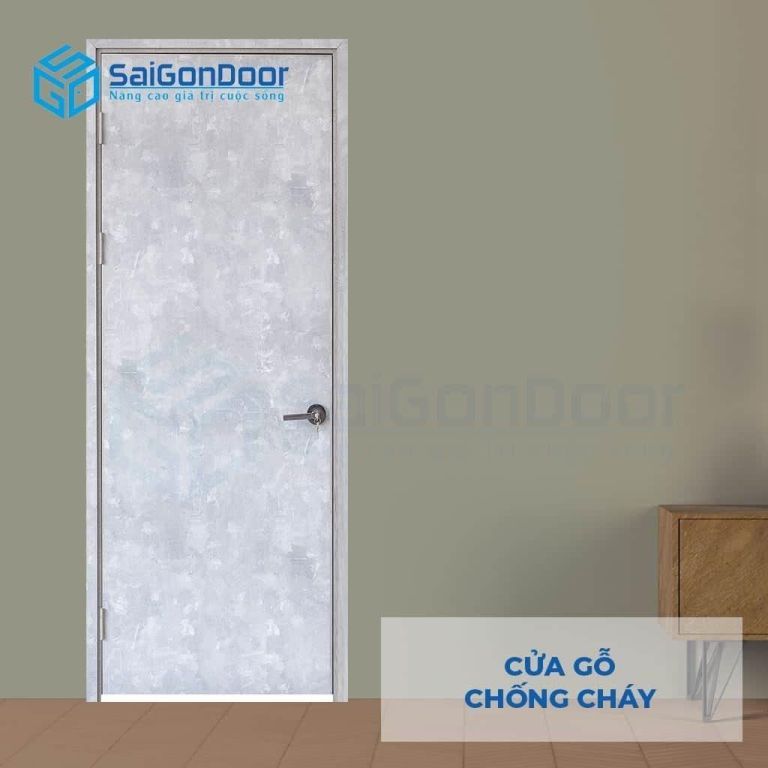 Mẫu cửa gỗ chống cháy Melamine P1 vân kem Mẫu cửa gỗ chống cháy Melamine P1 vân kem